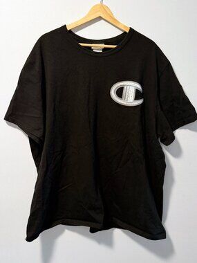 Champion Heritage Heavyweight Black Tee - Silver Big C Logo - XXL